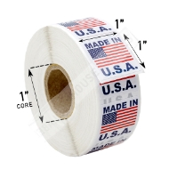 Picture of (10 Roll, 1000 Labels) Pre-Printed 1x1 Made In USA Labels. Best Value