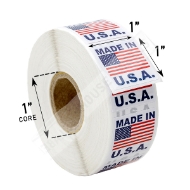 Picture of (20 Roll, 1000 Labels) Pre-Printed 1x1 Made In USA Labels. Best Value