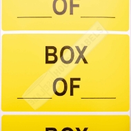 Picture of 1 roll  (500 labels per roll) Pre-Printed  Box __ of __, Yellow, 5" x 3" 