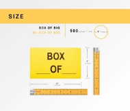 Picture of 1 roll  (500 labels per roll) Pre-Printed  Box __ of __, Yellow, 5" x 3" 