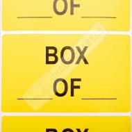 Picture of 6 rolls  (500 labels per roll) Pre-Printed  Box __ of __, Yellow, 5" x 3" 