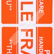 Picture of (1 Roll, 500 Labels) Pre-Printed 2x3 Fragile Please HANDLE WITH CARE. Best Value
