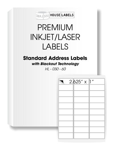 Picture of HouseLabels’ brand – 30 Labels per Sheet – BLACKOUT Technology (1200 Sheets – Best Value)