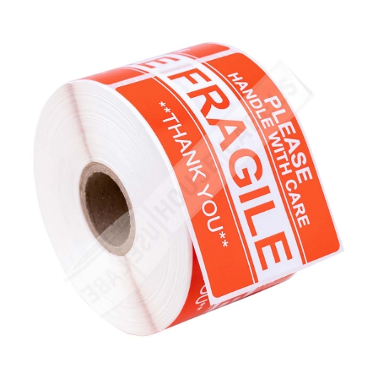 Picture of (10 Rolls , 500 Labels) Pre-Printed 2x3 Fragile Please HANDLE WITH CARE. Best Value