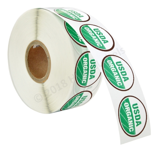Picture of 6 Rolls (10000 labels) USDA Organic Labels 1 Inch Round Circle Adhesive Stickers