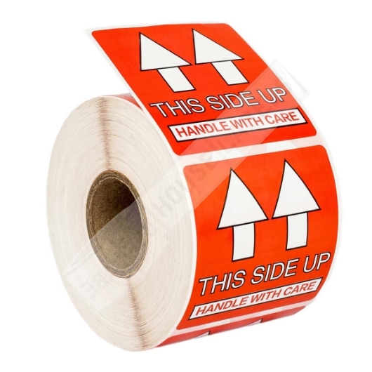Picture of 44 Rolls (500 Labels Per Roll) Pre-Printed 2x2 This Side Up Labels. Best Value