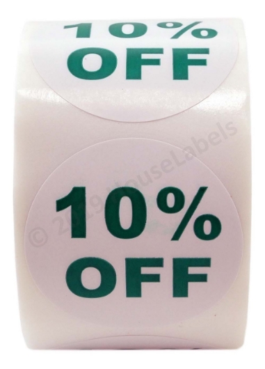 Picture of Discount Labels - 10% Off (28 Rolls - Best Value)