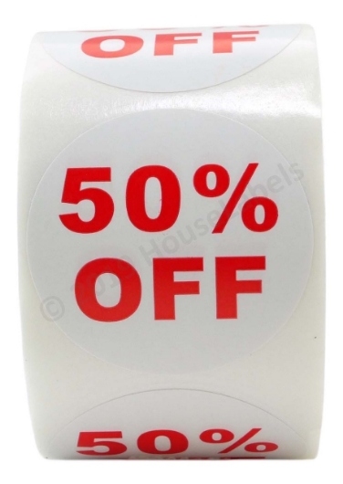 Picture of Discount Labels - 50% Off (64 Rolls - Best Value)