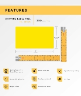 Picture of Dymo - 30256 YELLOW Shipping Labels with Removable Adhesive (6 Rolls – Best Value)