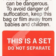 Picture of 6 Rolls (500 labels per roll) Pre-Printed 2" x 3” THIS IS SET / SUFFOCATION WARNING - Best Value