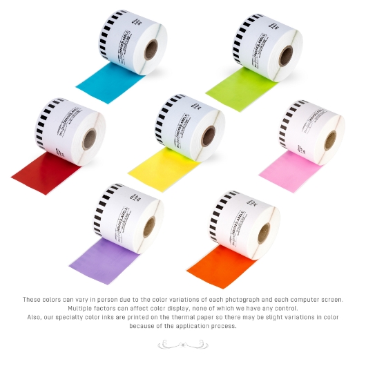 Picture of Brother DK-2205-COMBO PACK (30 Rolls Your Choice BLUE, GREEN, RED, YELLOW, ORANGE, PINK, PURPLE – Best Value)